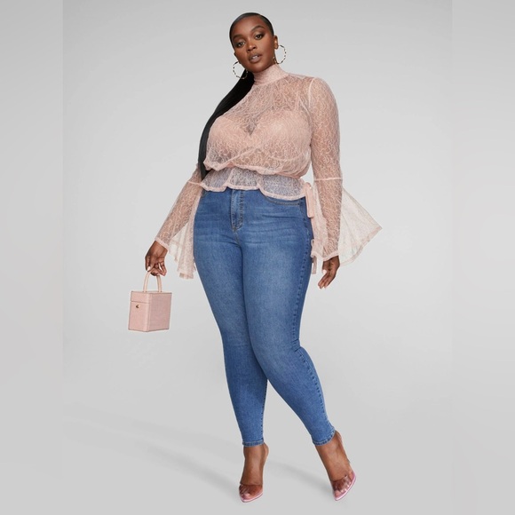 Blouse - Nicola Bell Sleeve Lace Top, Cream (lite pink), 2X (18-20) - Picture 2 of 3